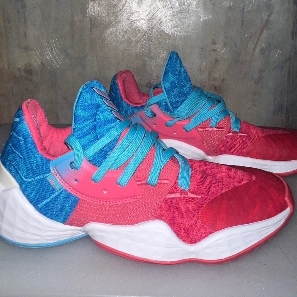 Adidas Harden Vol 4 Basketball Shoes Mens Pink Blue Good Low Top Sneakers